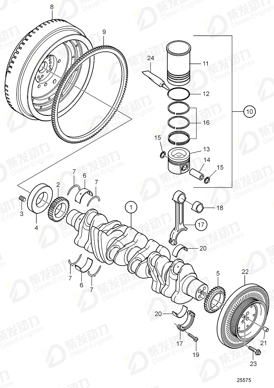 VOLVO Cylinder liner kit 21581975 Drawing